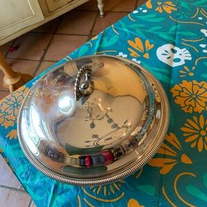 Elegant Silver Plated Serving Dish with Lid